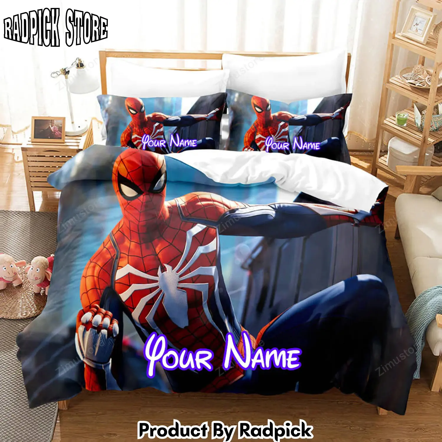 Radpick spiderman cosplay full personalized name bedding set duvet cover comforter bed sheets9516 rp3272090